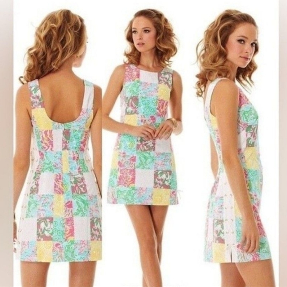 Lilly Pulitzer Multi Patchwork Lace Up "Delia" Mi… - image 2